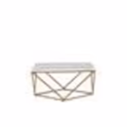 Table basse - BELIANI - MALIBU - Effet marbre blanc - Pieds dorés - Contemporain et design