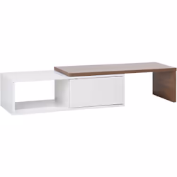 Meuble TV blanc et marron de style moderne . Ce meuble TV décoratif offre beaucoup plus que l'espace nécessaire à votre télév ...
