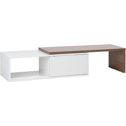 Beliani - Table Basse Multifonction et Personnalisable Blanc et Imitation Bois Foncé avec Porte Coulissante 32 cm de Hauteur
