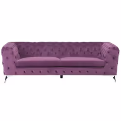 Canapé style Chesterfield en velours violet - BELIANI - SOTRA - 3 places - Elégance - Chic - Moelleux