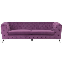 Canapé style Chesterfield en velours violet - BELIANI - SOTRA - 3 places - Elégance - Chic - Moelleux