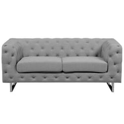 Canapé Chesterfield 2 places en tissu gris clair VISSLAND