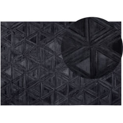 Tapis Rectangulaire Noir en Cuir pour Intérieur Moderne 160 x 230 cm Beliani