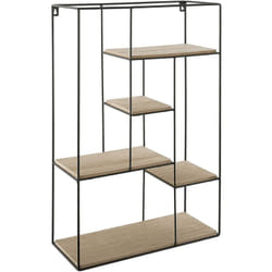 Grande Étagère Murale au Design Industriel en Métal Noir composé de 5 Compartiments de Tailles Différentes disposé de Manière Lache Beliani