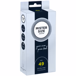 MISTER SIZE 49, Préservatif masculin, Lisse, Transparent, CE 0120 / ISO 4074, 49 mm, 160 mm