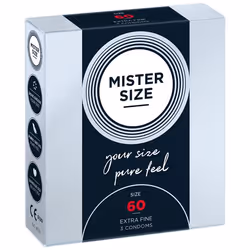 MISTER SIZE 60, Préservatif masculin, Lisse, Transparent, Latex, CE 0120 / ISO 4074, 60 mm