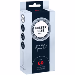 MISTER SIZE 60, Préservatif masculin, Lisse, Transparent, Latex, CE 0120 / ISO 4074, 60 mm