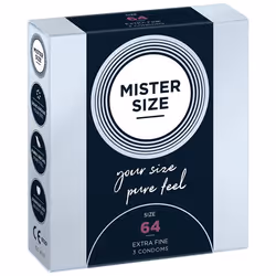 MISTER SIZE 64, Préservatif masculin, Lisse, Transparent, Latex, CE 0120 / ISO 4074, 64 mm