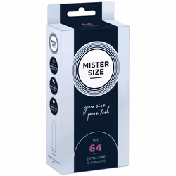 MISTER SIZE 64, Préservatif masculin, Lisse, Transparent, Latex, CE 0120 / ISO 4074, 64 mm