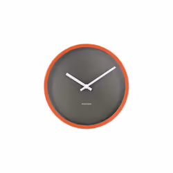 REMEMBER Mocca, Mur, Horloge à quartz, Rond, Gris, Orange, Blanc, Aluminium, Plastique, Verre