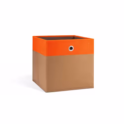 REMEMBER Tosca, Boîte de rangement, Orange, Bois, Carré, Carton, Métal, Polyester, Monochromatique, 320 mm