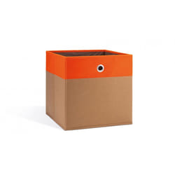 REMEMBER Tosca Boîte de rangement Carré Carton, Métal, Polyester Orange, Bois