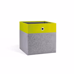REMEMBER Romeo, Boîte de rangement, Gris, Jaune, Carré, Carton, Métal, Polyester, Monochromatique, 320 mm
