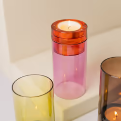 REMEMBER Lys bougeoir Verre Rose
