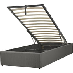 Lit Simple en Tissu Gris 90 x 200 cm avec Coffre de Rangement de Style Minimaliste pour Chambre Moderne ou Contemporaine Beliani