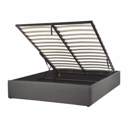 Lit avec coffre en tissu gris 140x200 DINAN