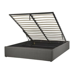 Lit avec coffre en tissu gris 140x200 DINAN