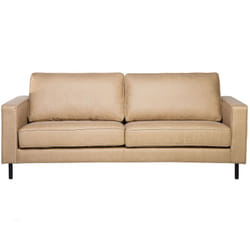 Canapé Fixe 3 Places en Cuir pu Beige Confort Optimal pour Salon au Design Moderne Beliani