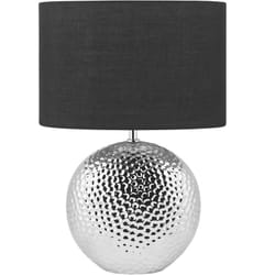 Lampe de Table à Poser en Céramique Argentée et Tissu Noir E27 Max. 40W pour Éclairage Ambiant de Chambre au Design Classique et Glamour Beliani