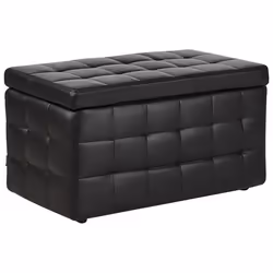 Pouf Chesterfield en cuir PU noir MICHIGAN