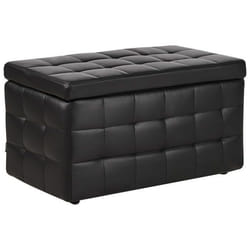 Pouf Chesterfield en cuir PU noir MICHIGAN