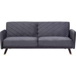 Canapé Convertible Clic Clac 3 Places en Velours Gris avec Espace de Couchage Confortable Idéal pour Salon au Style Glamour et Rétro Beliani