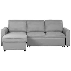 Canapé angle côté droit convertible en tissu gris clair 3 places NESNA
