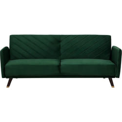 Canapé Convertible 3 Places en Velours Vert avec Espace de Couchage Confortable Idéal pour Salon au Style Glamour Beliani