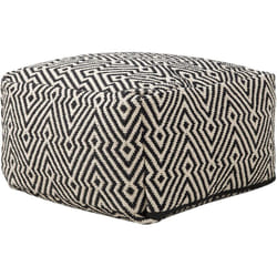 Pouf de Type Ottoman de Forme Rectangulaire 50 x 50 x 30 cm en Coton Noir et Blanc avec Motif Traditionnel pour Salon ou Chambre Beliani