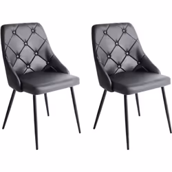 Lot de 2 chaises en cuir PU noir au style moderne. La pointe de l'élégance et de la modernité ! Ce lot de deux chaises au des ...