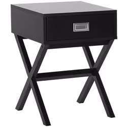 Table d'appoint polyvalente de couleur noire avec tiroir. Petite et élégante, cette table d'appoint, avec un tiroir pour le s ...