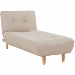Chaise longue avec revêtement en tissu beige. Cette chaise longue fournit un espace pour se détendre. Vous pourrez vous y ass ...