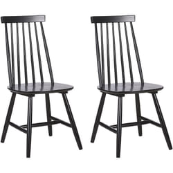 Beliani - Lot 2 Chaises Noires en Bois Naturel Design Classique Idéales pour Cuisine ou Salle à Manger au Style Scandinave ou Traditionnel