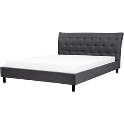 Beliani - Sommier et Cadre de Lit Double 180 x 200 cm en Tissu Gris Foncé Clouté Saverne