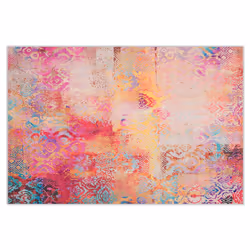 Tapis multicolore au motif abstrait 140 x 200 cm. Ce tapis présente une conception abstraite et s'adaptera à tout espace de v ...