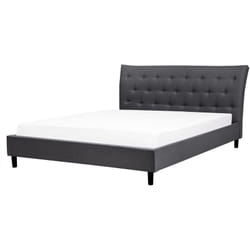 Beliani - Sommier et Cadre de Lit Double 160 x 200 cm en Tissu Gris Foncé Clouté Saverne