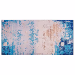 Tapis en tissu bleu au motif abstrait 80 x 150 cm. Avec son effet d'ombre classique et ses teintes apaisantes, ce tapis s'int ...