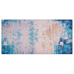 Beliani - Tapis Rectangulaire Bleu et Beige en Polyester pour Chambre ou Salon au Style Moderne 80 x 150 cm