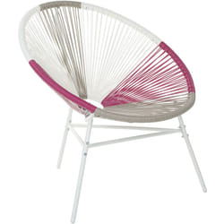 Chaise Fauteuil Type Spaghetti en Rotin pe Beige et Rose Design Tendance pour Salon Chambre Terrasse ou Jardin au Style Moderne et Industriel Beliani