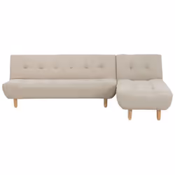 Canapé angle à gauche convertible en tissu beige 4 places ALSTEN