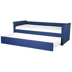Lit Banquette Gigogne en Tissu Bleu Marine 90 x 200 cm Elégant avec Touche Chesterfield pour Chambre Classique ou Contemporaine Beliani