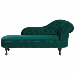 Méridienne à droite chesterfield en velours vert NIMES