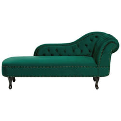 Méridienne à droite chesterfield en velours vert NIMES