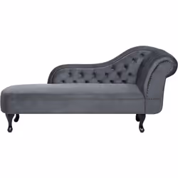 Méridienne en velours gris au design glamour. Cette méridienne vous offrira non seulement un large espace de détente mais app ...