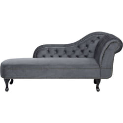 Beliani - Chaise Longue Côté Droit Méridienne en Velours Gris Glamour Elégant Salon Nimes
