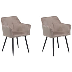 Lot de 2 chaises en velours beige taupe JASMIN