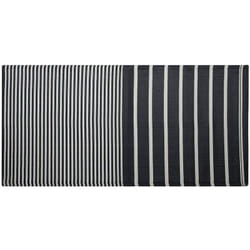 Tapis d'Extérieur Noir et Blanc en Polypropylène Motif à Rayure pour Terrasse au Style Moderne 90 x 180 cm Beliani