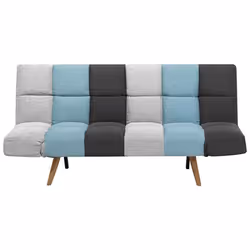 Canapé convertible 3 places en tissu gris et bleu INGARO