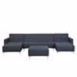 Canapé panoramique convertible en tissu gris foncé 5 places avec pouf ABERDEEN