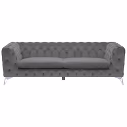 Canapé en velours gris au style vintage. Conçu avec une silhouette basse et design, ce 3 places fera grande impression dans n ...